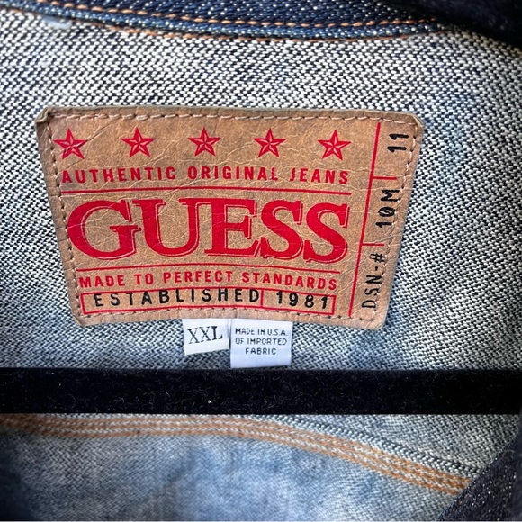 Guess Vintage 90’s Men’s Button Up Denim Jean Jacket Sz XXL - Picture 3 of 16